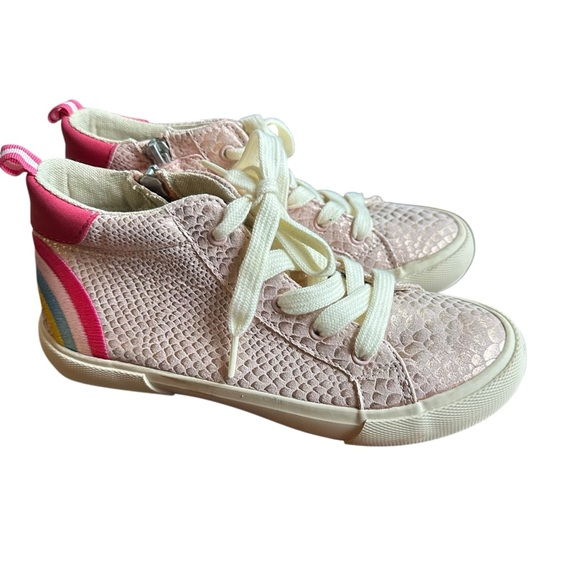 Joules Girls Metallic Snakeskin Pink Rainbow Sneakers Sz 3 - Picture 3 of 10